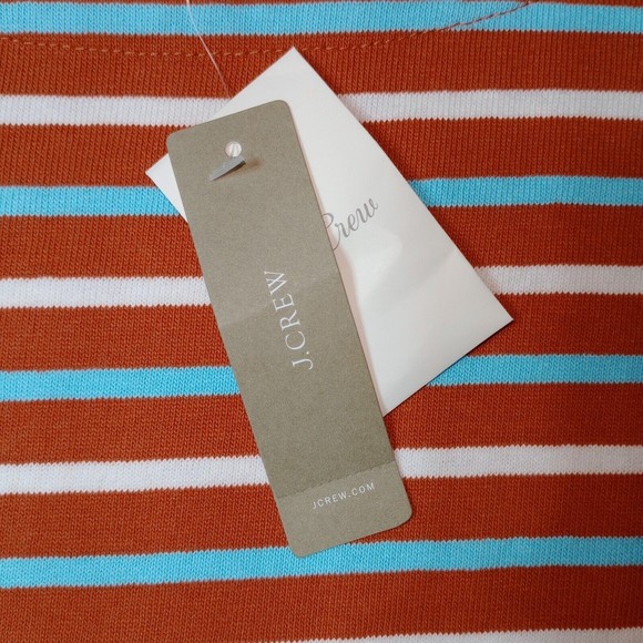 NWT   J Crew Long Sleeve Striped Top Women's Size Large 100% Cotton Orange Blue - Picture 2 of 12